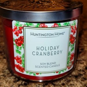 Huntington Home 3 Wick Holiday Cranberry Soy Blended Scented Candle